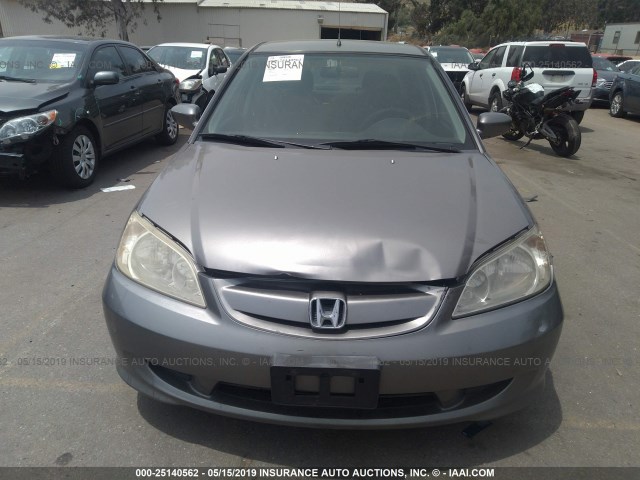 JHMES96665S008873 - 2005 HONDA CIVIC HYBRID GRAY photo 6