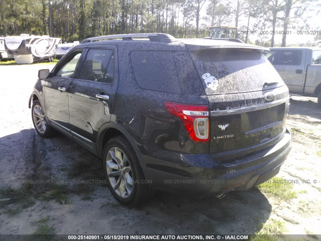 1FMHK8F83CGA98571 - 2012 FORD EXPLORER LIMITED BLACK photo 3