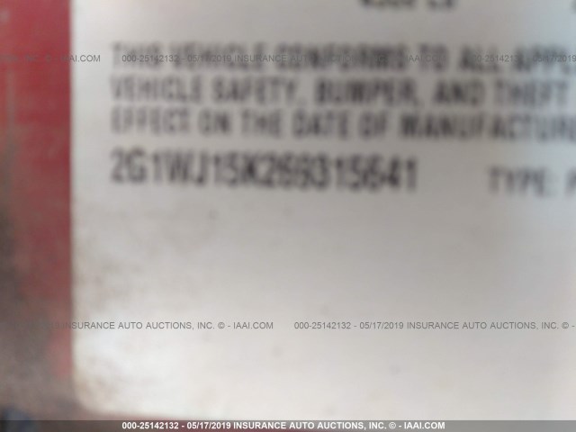 2G1WJ15K269315641 - 2006 CHEVROLET MONTE CARLO LS წითელი ფოტო 9