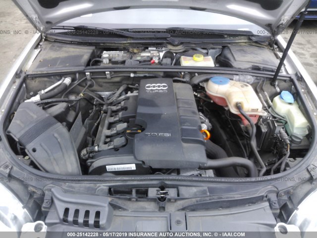 WAUAF78E18A054678 - 2008 AUDI A4 2.0T SILVER photo 10