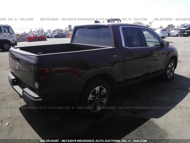 5FPYK2F57HB003655 - 2017 HONDA RIDGELINE RTL MAROON photo 4