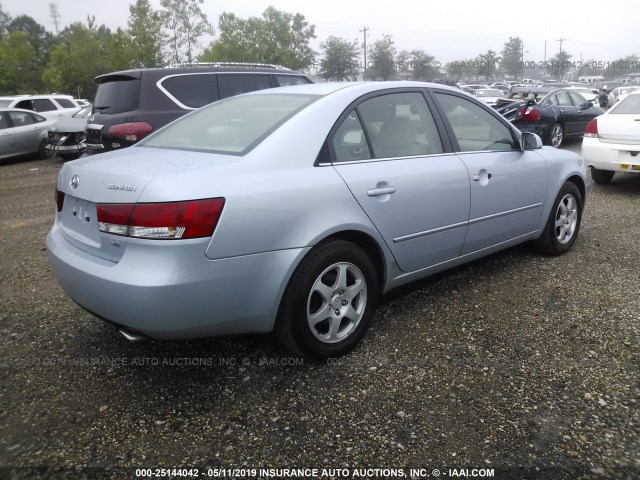 5NPEU46F57H171403 - 2007 HYUNDAI SONATA SE/LIMITED Light Blue photo 4