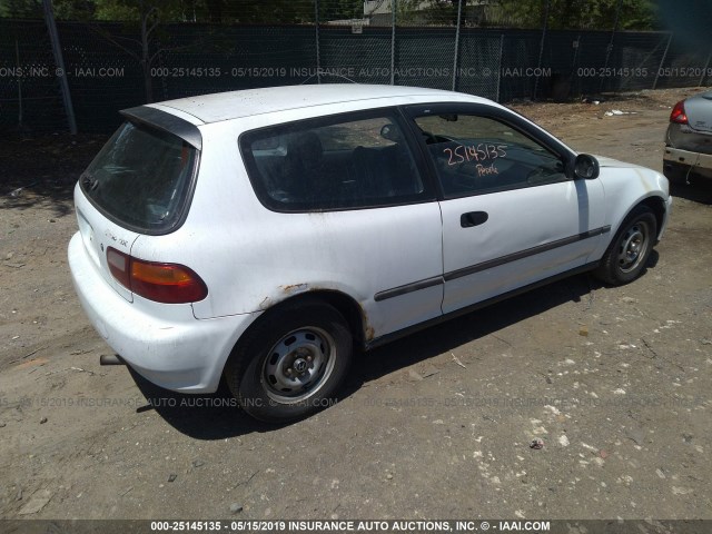 2HGEH2367RH529210 - 1994 HONDA CIVIC DX WHITE photo 4