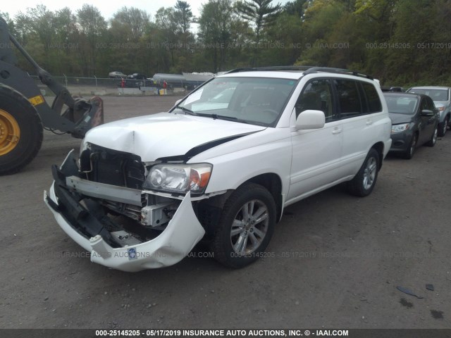 JTEDW21A060004105 - 2006 TOYOTA HIGHLANDER HYBRID WHITE photo 2