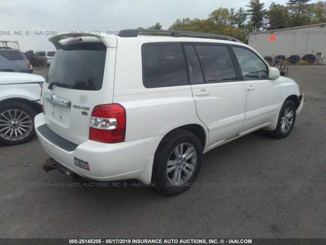 JTEDW21A060004105 - 2006 TOYOTA HIGHLANDER HYBRID WHITE photo 4