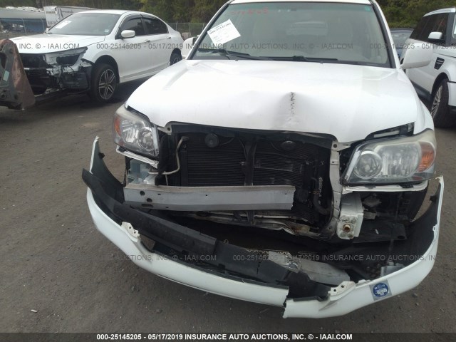 JTEDW21A060004105 - 2006 TOYOTA HIGHLANDER HYBRID WHITE photo 6