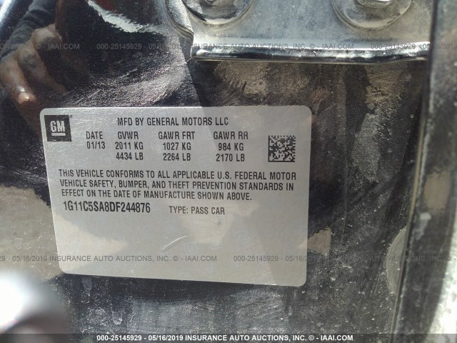 1G11C5SA8DF244876 - 2013 CHEVROLET MALIBU 1LT 黑色 照片 9