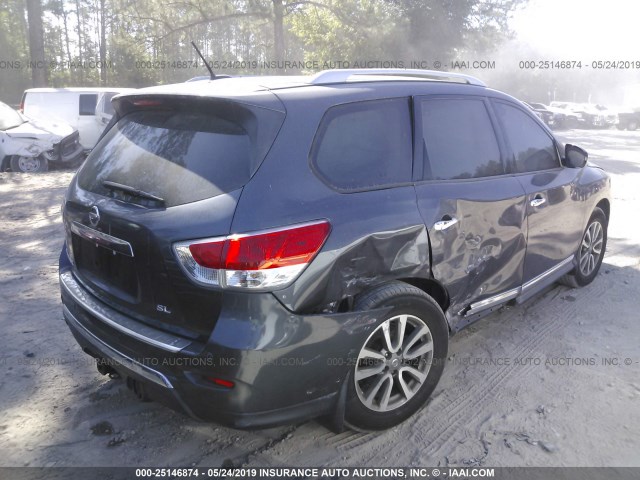 5N1AR2MN7EC652448 - 2014 NISSAN PATHFINDER S/SV/SL/PLATINUM GRAY photo 4