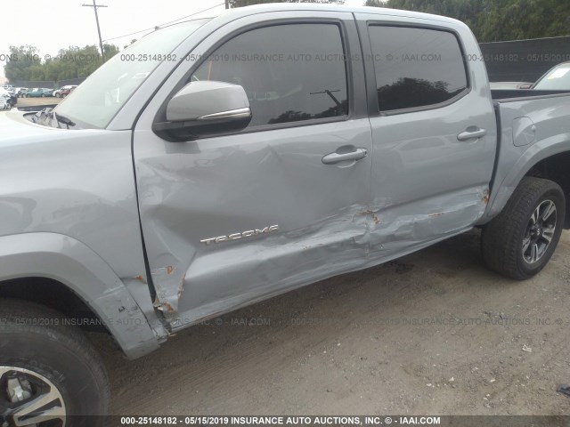 3TMAZ5CN1JM065419 - 2018 TOYOTA TACOMA DBL CAB/SR5/TRD SPORT/OR GRAY photo 6