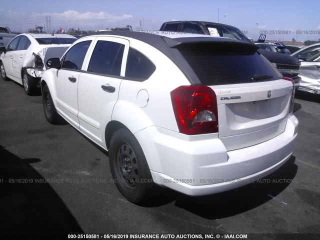 1B3HB48B37D113116 - 2007 DODGE CALIBER SXT WHITE photo 3