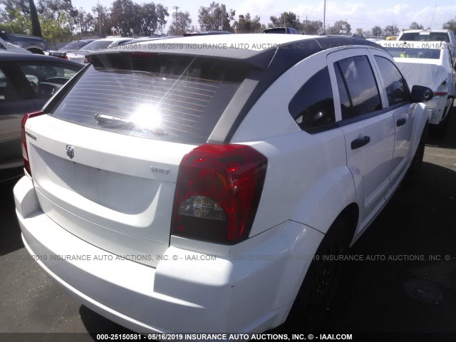 1B3HB48B37D113116 - 2007 DODGE CALIBER SXT WHITE photo 4