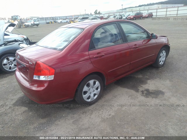 KNAFE122485531200 - 2008 KIA SPECTRA EX/LX/SX MAROON photo 4