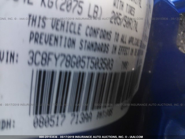 3C8FY78G05T503503 - 2005 CHRYSLER PT CRUISER GT BLUE photo 9