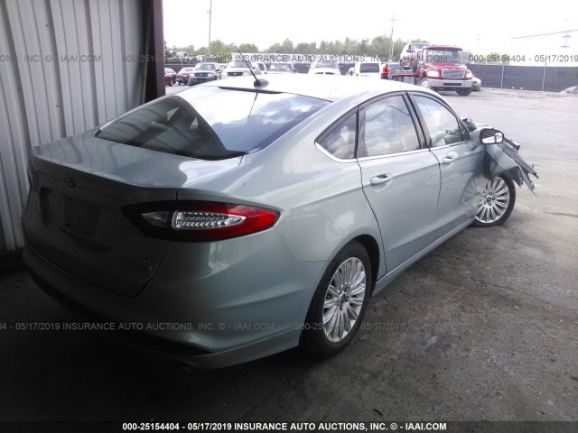 3FA6P0LU0ER306052 - 2014 FORD FUSION SE HYBRID Light Blue photo 4