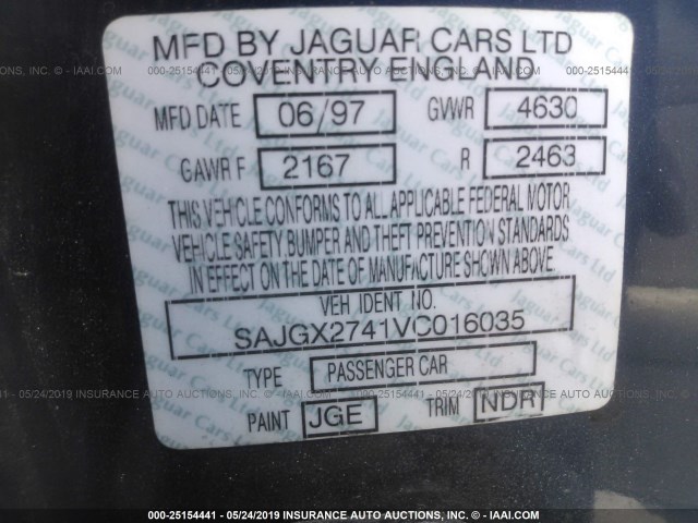 SAJGX2741VC016035 - 1997 JAGUAR XK8 BLUE photo 9