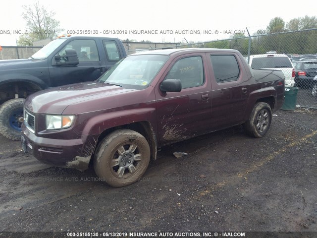 2HJYK16377H509475 - 2007 HONDA RIDGELINE RTX MAROON photo 2