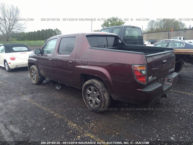 2HJYK16377H509475 - 2007 HONDA RIDGELINE RTX MAROON photo 3