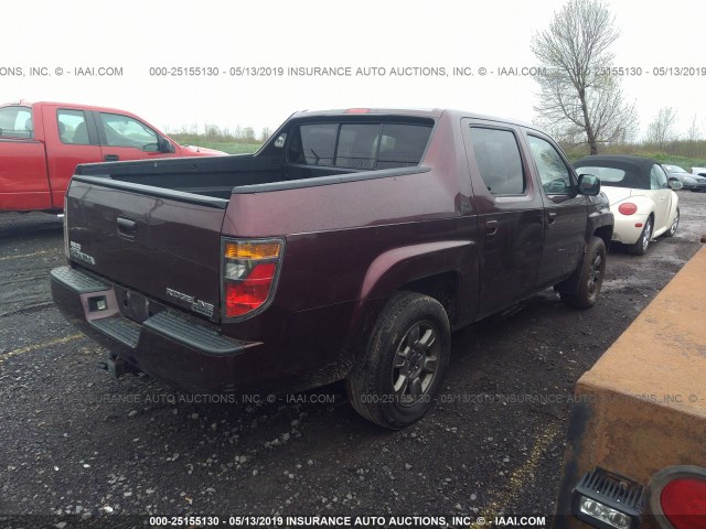 2HJYK16377H509475 - 2007 HONDA RIDGELINE RTX MAROON photo 4