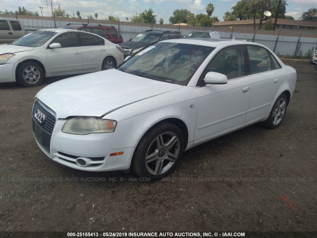 WAUAF78E67A02261 - 2007 AUDI A4 2/TURBO WHITE photo 2