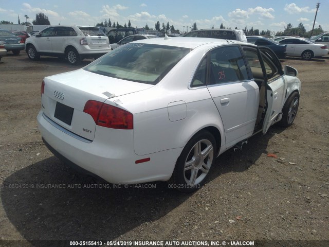 WAUAF78E67A02261 - 2007 AUDI A4 2/TURBO WHITE photo 4