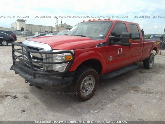 1FT8W3BT2CEA32188 - 2012 FORD F350 RED photo 2