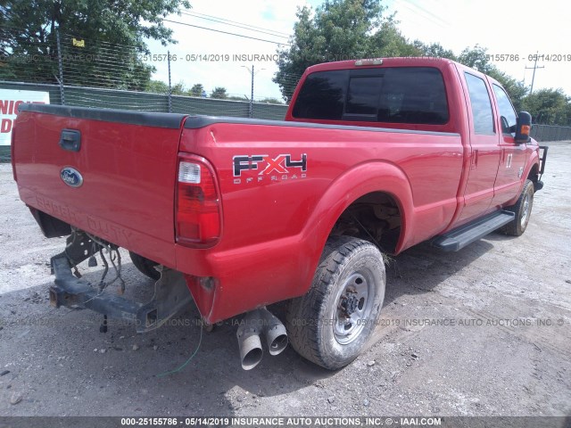 1FT8W3BT2CEA32188 - 2012 FORD F350 RED photo 4