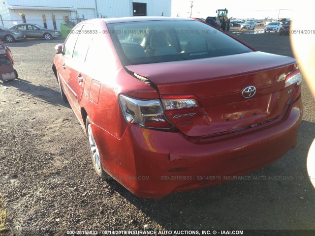 4T4BF1FK4DR329595 - 2013 TOYOTA CAMRY L/SE/LE/XLE RED photo 3