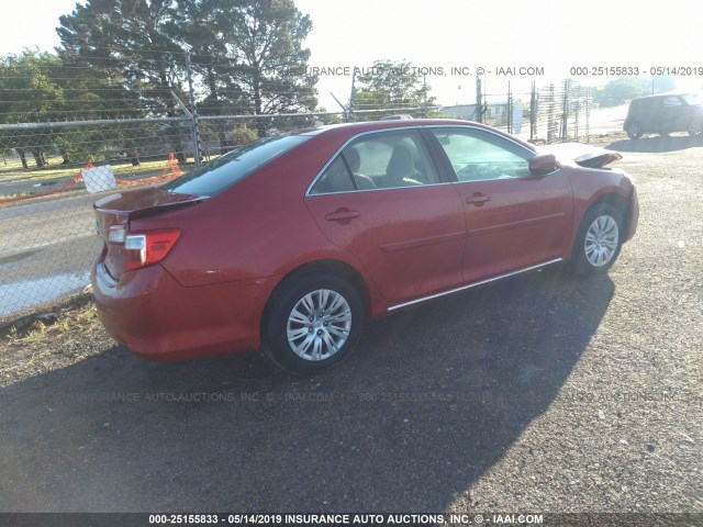 4T4BF1FK4DR329595 - 2013 TOYOTA CAMRY L/SE/LE/XLE RED photo 4