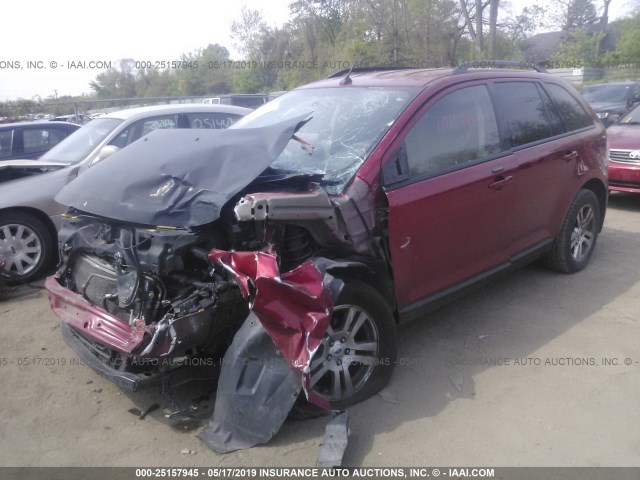 2FMDK38C98BA70291 - 2008 FORD EDGE SEL RED photo 2