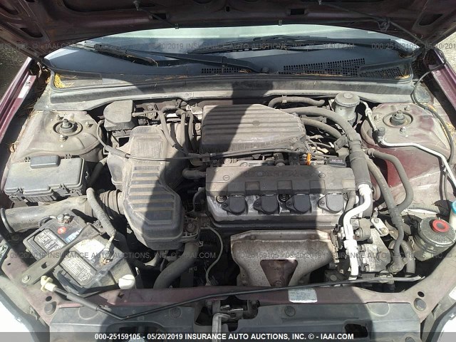 2HGES16583H535152 - 2003 HONDA CIVIC LX RED photo 10