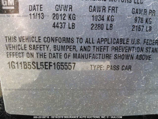 1G11B5SL5EF165557 - 2014 CHEVROLET MALIBU LS BLACK photo 9