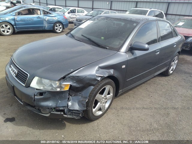 WAULC68E72A302600 - 2002 AUDI A4 1.8T QUATTRO GRAY photo 2