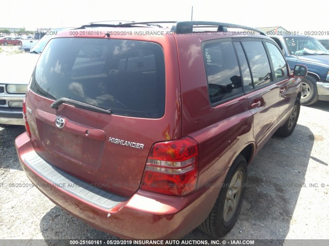 JTEGD21A320045034 - 2002 TOYOTA HIGHLANDER RED photo 4