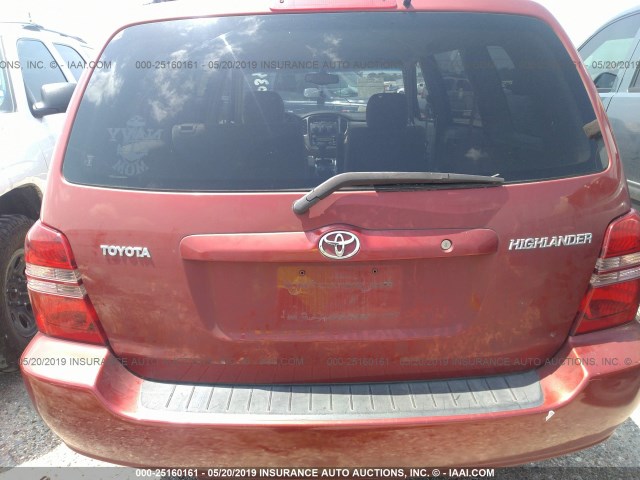 JTEGD21A320045034 - 2002 TOYOTA HIGHLANDER RED photo 6