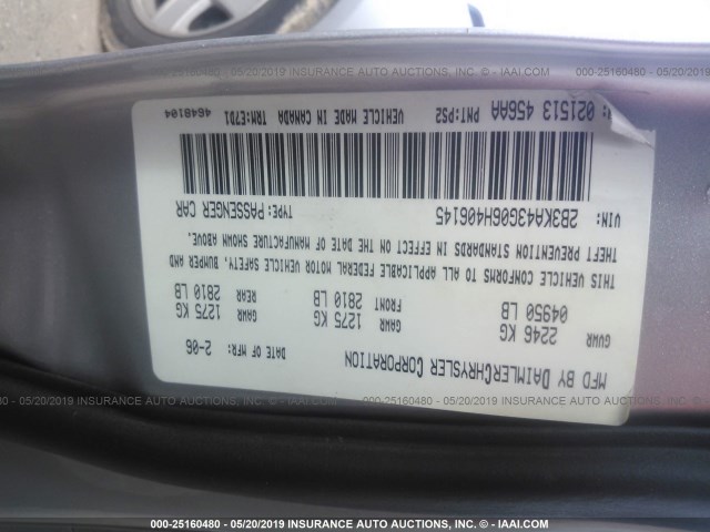 2B3KA43G06H406145 - 2006 DODGE CHARGER SE/SXT SILVER photo 9