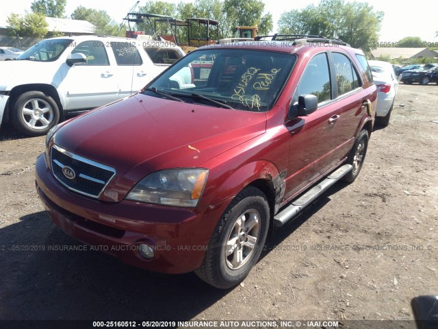 KNDJC733255382620 - 2005 KIA SORENTO EX/LX MAROON photo 2