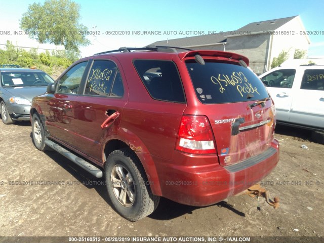 KNDJC733255382620 - 2005 KIA SORENTO EX/LX MAROON photo 3