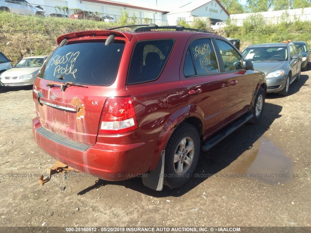 KNDJC733255382620 - 2005 KIA SORENTO EX/LX MAROON photo 4