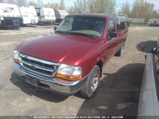 1FTYR14C0YPB17308 - 2000 FORD RANGER SUPER CAB RED photo 2