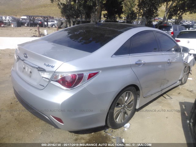 KMHEC4A47EA106643 - 2014 HYUNDAI SONATA HYBRID SILVER photo 4