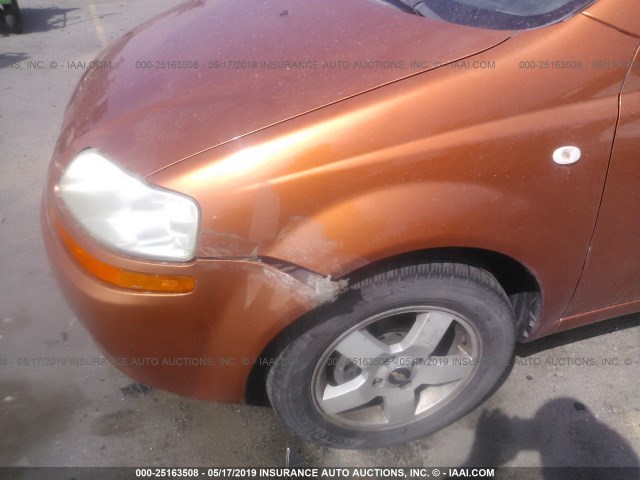 KL1TD56616B603179 - 2006 CHEVROLET AVEO LS ORANGE photo 6