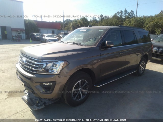 1FMJK1HTXKEA21538 - 2019 FORD EXPEDITION MAX XLT BROWN photo 2