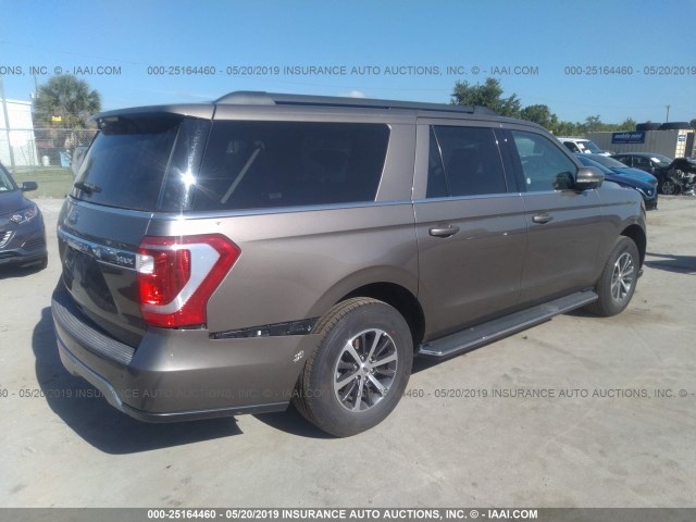 1FMJK1HTXKEA21538 - 2019 FORD EXPEDITION MAX XLT BROWN photo 4