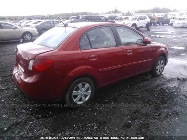 KNADH4A36B6753460 - 2011 KIA RIO LX/SX RED photo 4