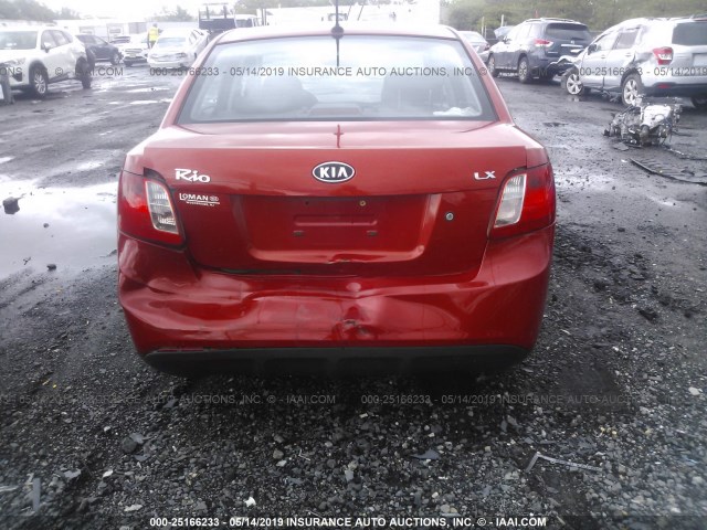 KNADH4A36B6753460 - 2011 KIA RIO LX/SX RED photo 6