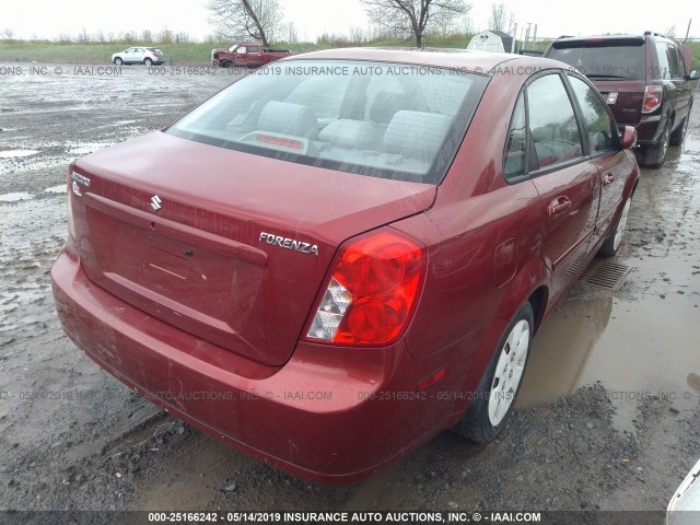 KL5JD56Z58K858162 - 2008 SUZUKI FORENZA CONVENIENCE/POPULAR RED photo 4