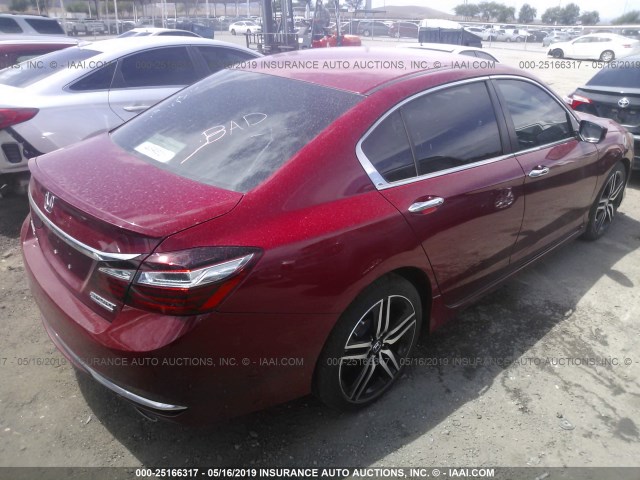 1HGCR2F15HA176998 - 2017 HONDA ACCORD RED photo 4