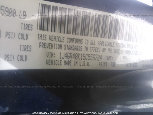 1J4GR48K15C556724 - 2005 JEEP GRAND CHEROKEE LAREDO/COLUMBIA/FREEDOM 蓝色 照片 9