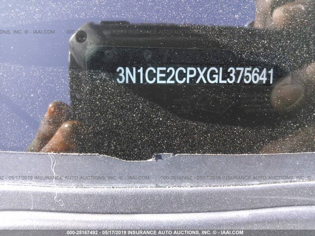 3N1CE2CPXGL375641 - 2016 NISSAN VERSA NOTE S/S PLUS/SV/SL/SR GRAY photo 9