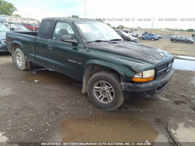 1B7GL42N42S724836 - 2002 DODGE DAKOTA SLT GREEN photo 1